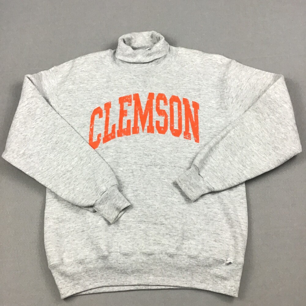 Vintage Clemson Tigers Sweatshirt Men Medium Gray Turtleneck Russell USA 90s M